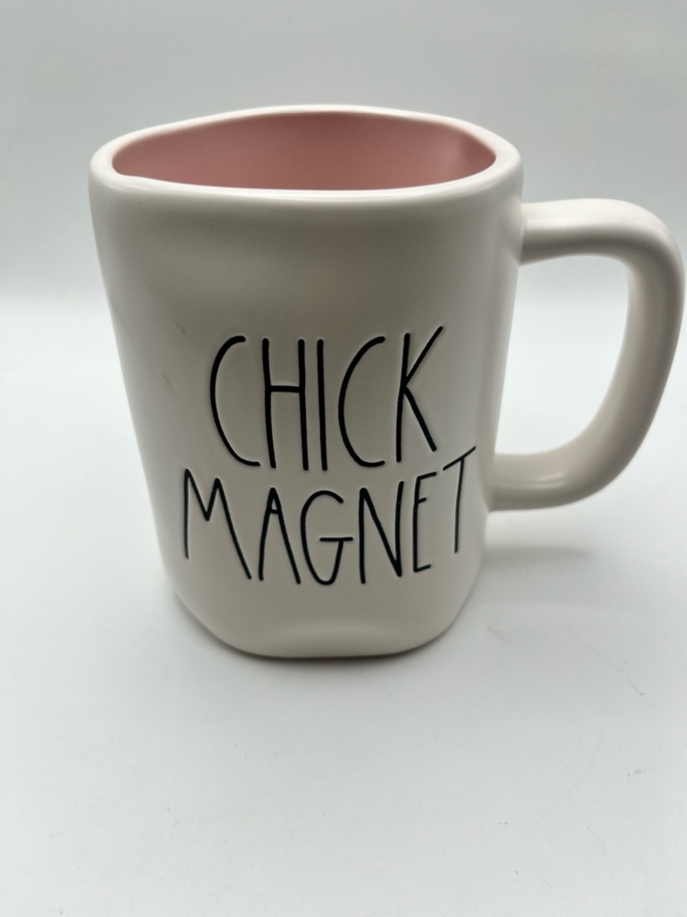 Rae Dunn 'Chick Magnet' Mug - White Exterior with Pink Interior